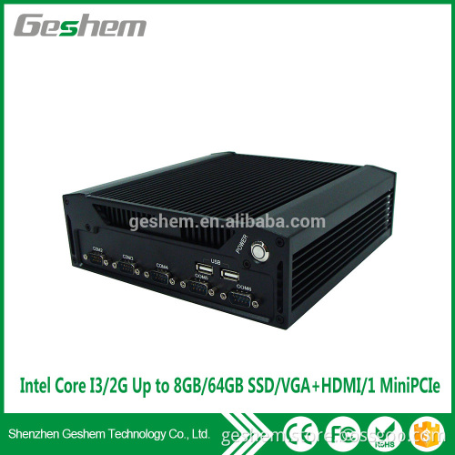 New core i3 fanless industrial mini pc with 2 Lan 6COM intel i3 processor 4G 64GB mini pc x86